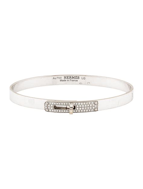 hermes silver kelly bracelet|Hermes 18k diamond bangle bracelet.